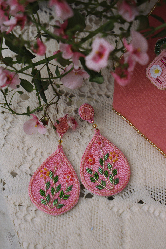 Pink Flower Meadow Earrings 