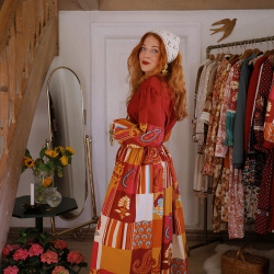 Rita's Playful Red Upcycled Dress | L/XL