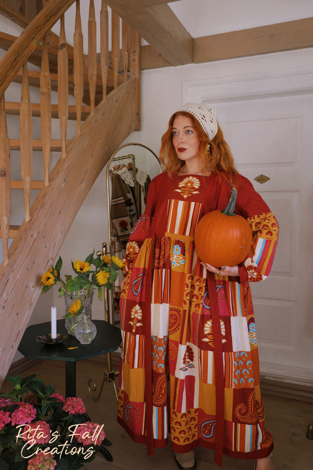 Rita's Playful Red Upcycled Dress | L/XL