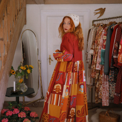 Rita's Playful Red Upcycled Dress | L/XL