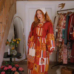 Rita's Playful Red Upcycled Dress | L/XL