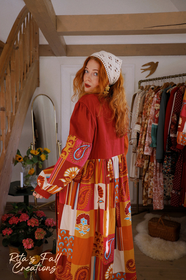 Rita's Playful Red Upcycled Dress | L/XL