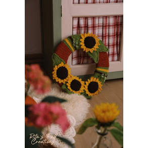 Rita's Autumn Sunflower Crochet Wreath 