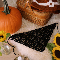 Rita's Black Crochet Triangle Head Scarf