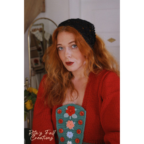 Rita's Black Crochet Triangle Head Scarf