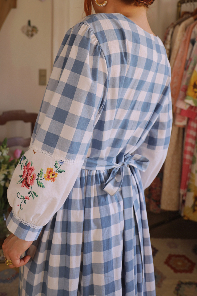 Rita's Blue Picnic Gingham Recycled Dress | L