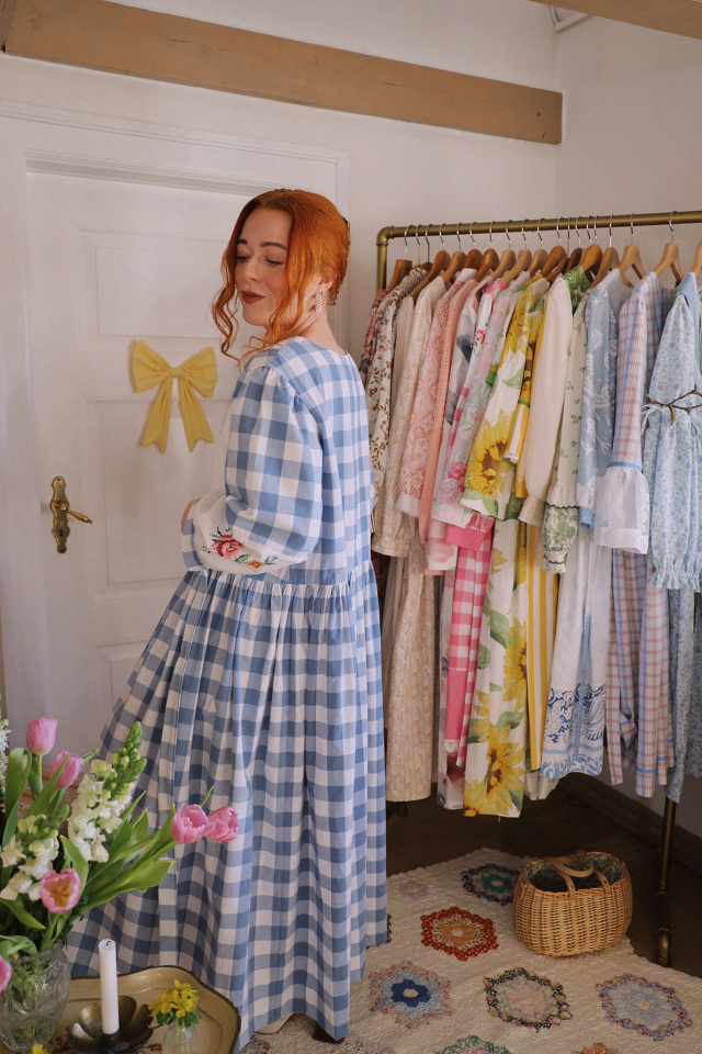 Rita's Blue Picnic Gingham Recycled Dress | L