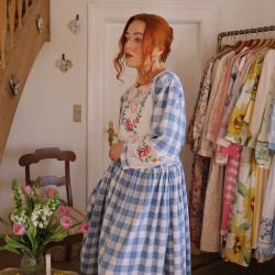 Rita's Blue Picnic Gingham Recycled Dress | L