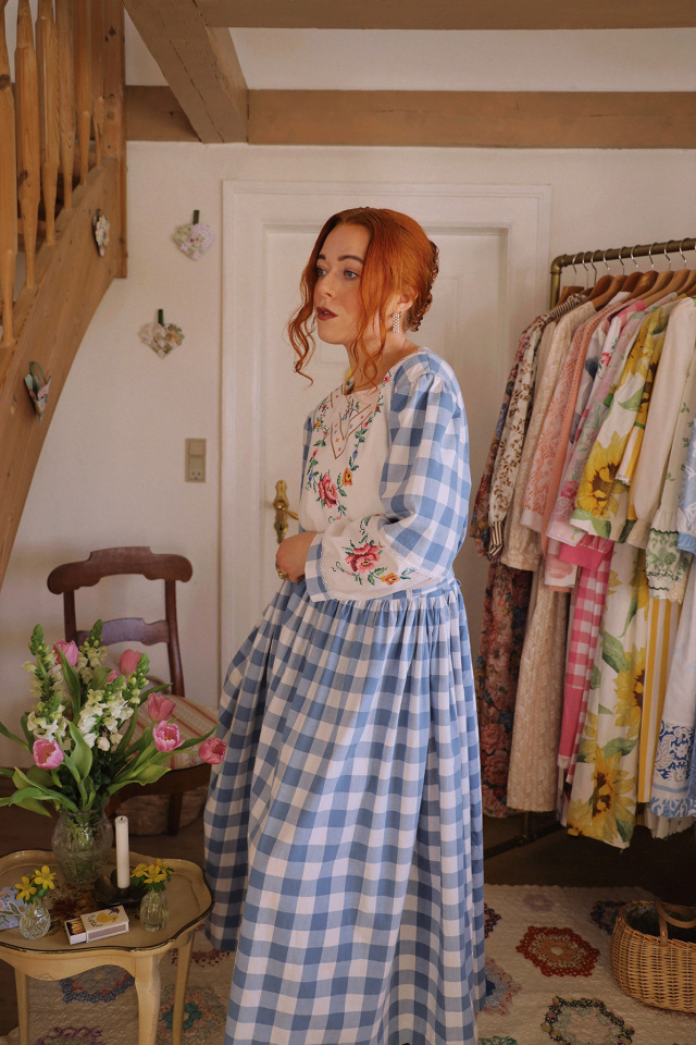 Rita's Blue Picnic Gingham Recycled Dress | L