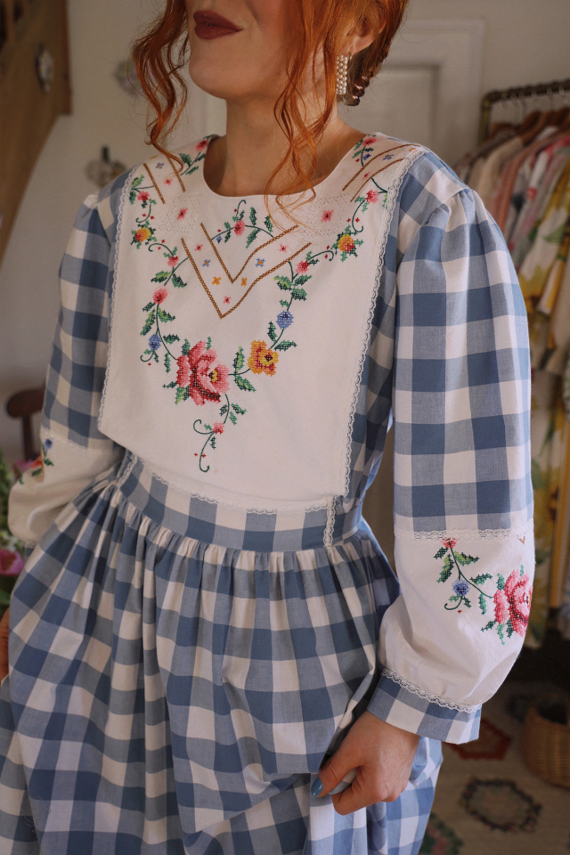 Rita's Blue Picnic Gingham Recycled Dress | L