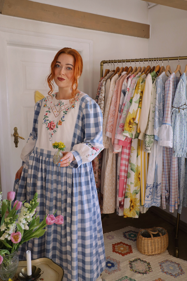 Rita's Blue Picnic Gingham Recycled Dress | L