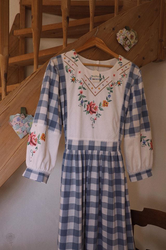 Rita's Blue Picnic Gingham Recycled Dress | L