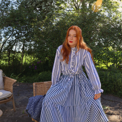 Rita's Blue Stripe Summer Skirt | M/L