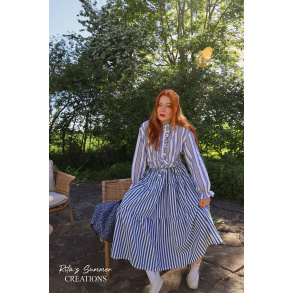 Rita's Blue Stripe Summer Skirt | M/L