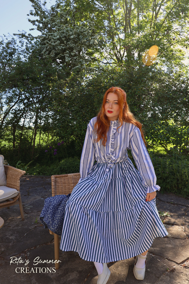 Rita's Blue Stripe Summer Skirt | M/L