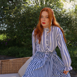 Rita's Blue Stripe Summer Skirt | M/L