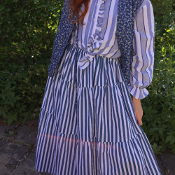 Rita's Blue Stripe Summer Skirt | M/L