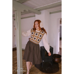 Rita's Brown Gold Thread Recycled Skirt | S