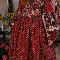 Rita's Burgundy Floral Recycled Dress | M