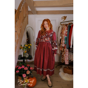 Rita's Burgundy Floral Recycled Dress | M