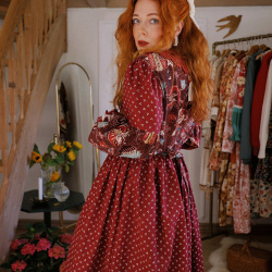 Rita's Burgundy Floral Recycled Dress | M