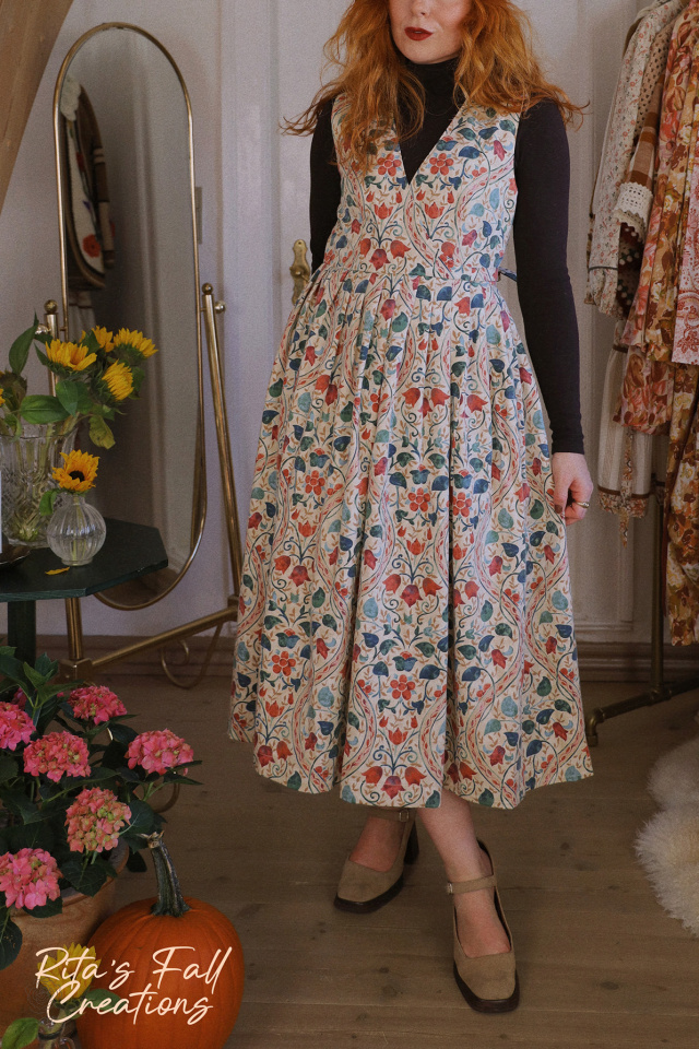 Rita's Elegantly Leafy Recycled Pinafore Dress | S