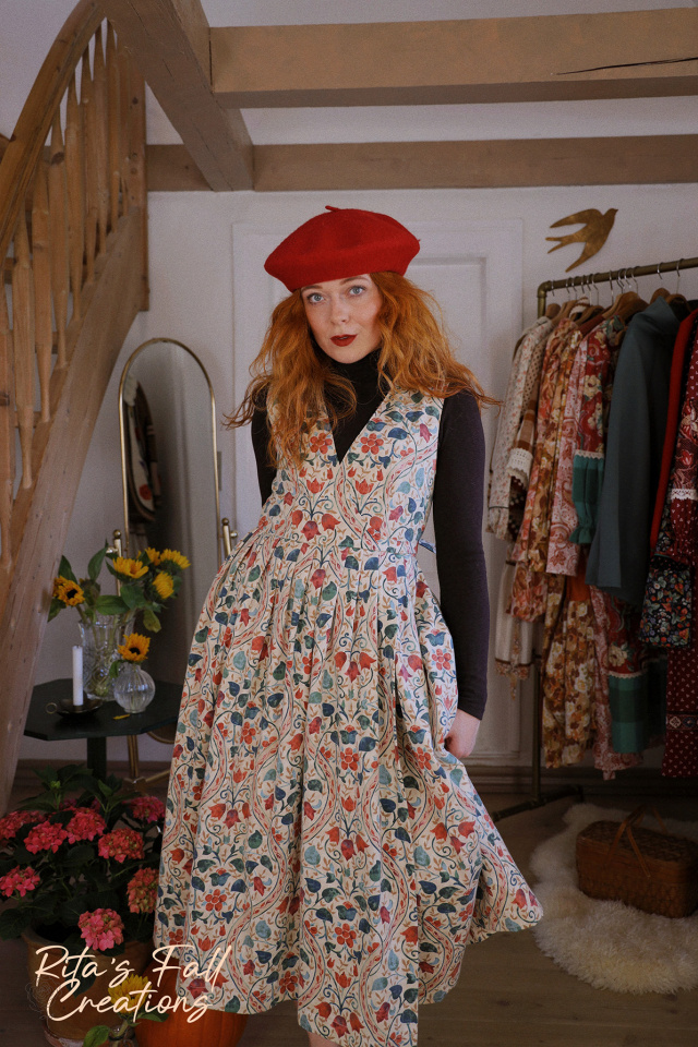 Rita's Elegantly Leafy Recycled Pinafore Dress | S