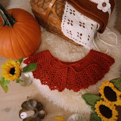 Rita's Elegantly Red Crochet Collar 