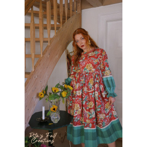 Rita's Romantic Red Floral Recycled Dress | S