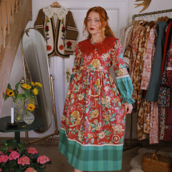 Rita's Romantic Red Floral Recycled Dress | S
