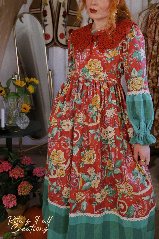 Rita's Romantic Red Floral Recycled Dress | S