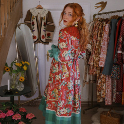 Rita's Romantic Red Floral Recycled Dress | S
