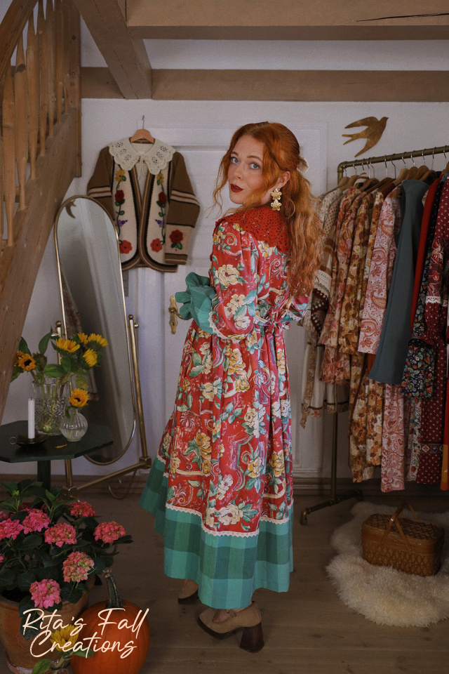 Rita's Romantic Red Floral Recycled Dress | S