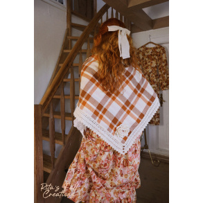 Rita's Orange Plaid Vintage Shawl 