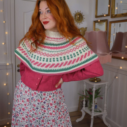 Rita's Pink &amp; Green Knitted Capelet | S-L