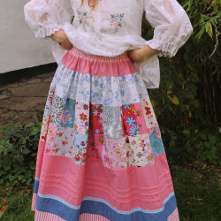 Rita's Recycled Pink Patchwork Skirt | S