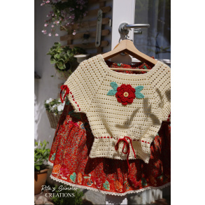 Rita's Crochet Summer Top & Red Skirt Set | S