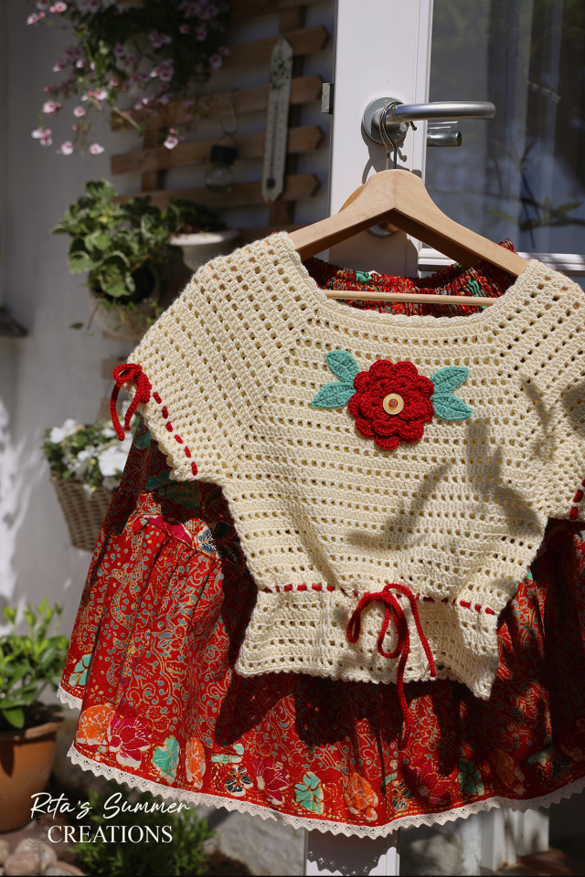 Rita's Crochet Summer Top &amp; Red Skirt Set | S
