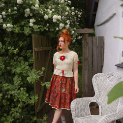 Rita's Crochet Summer Top &amp; Red Skirt Set | S