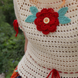 Rita's Crochet Summer Top &amp; Red Skirt Set | S