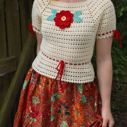 Rita's Crochet Summer Top &amp; Red Skirt Set | S