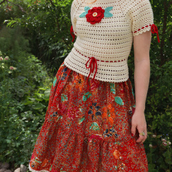 Rita's Crochet Summer Top &amp; Red Skirt Set | S