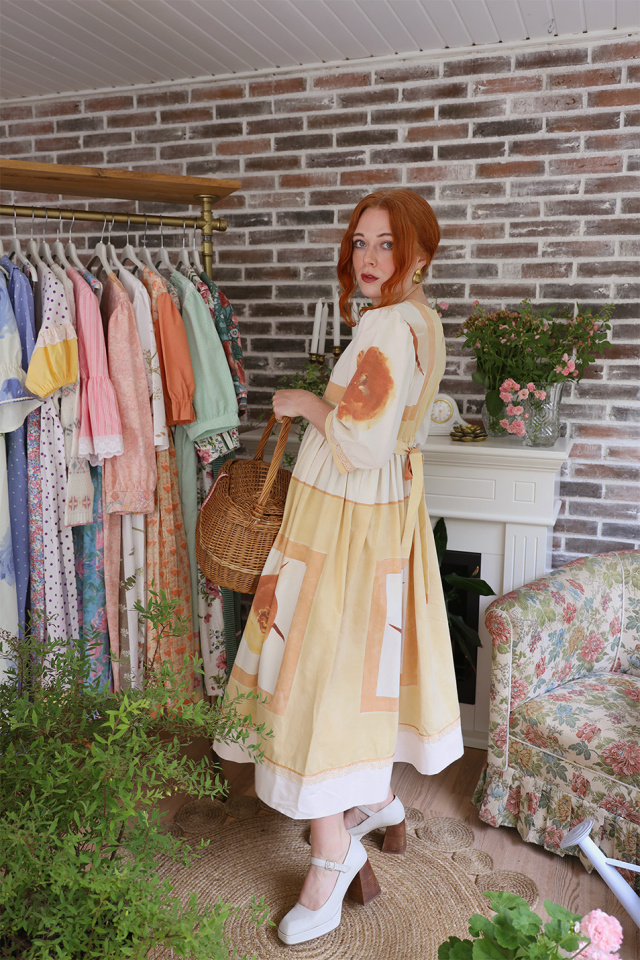 Rita's Warm Toned Recycled Vintage Dress | S