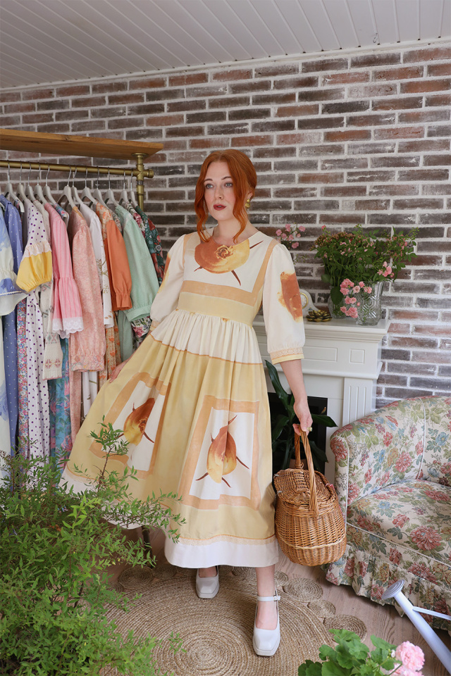 Rita's Warm Toned Recycled Vintage Dress | S
