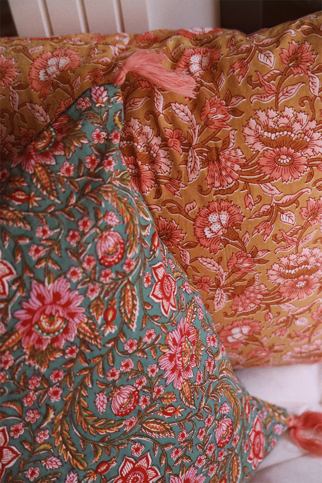 Rustic Peachy Floral Pillow Cover 