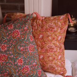 Rustic Peachy Floral Pillow Cover 
