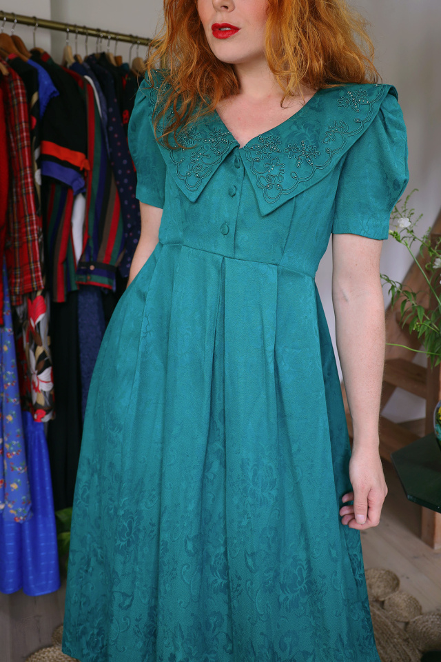 Wonderful Green Karin Stevens Vintage Dress | S