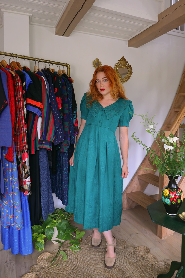 Wonderful Green Karin Stevens Vintage Dress | S