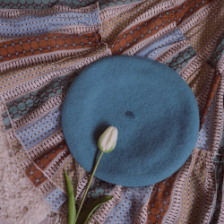 Summer Day Sky Blue Wool Beret