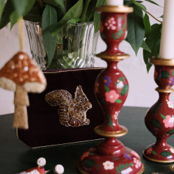 Tall Dark Red Handpainted Candle Holder